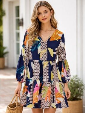 Babydoll dress, bright design, size medium